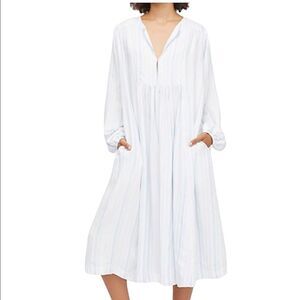 Free People White Prairie Style Queen Village Flowy Tunic Midi Dress Size XS